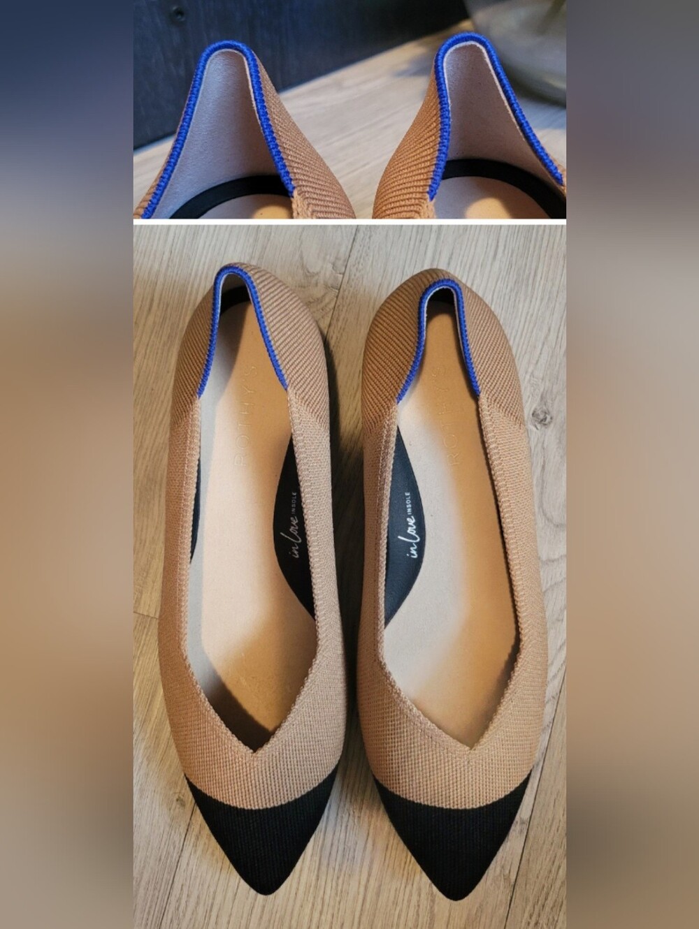 Rothy's The High Point Wren Beige & Black Cap-Toe Heel, Women's US 8.5 EU 38.5 - Picture 4 of 16